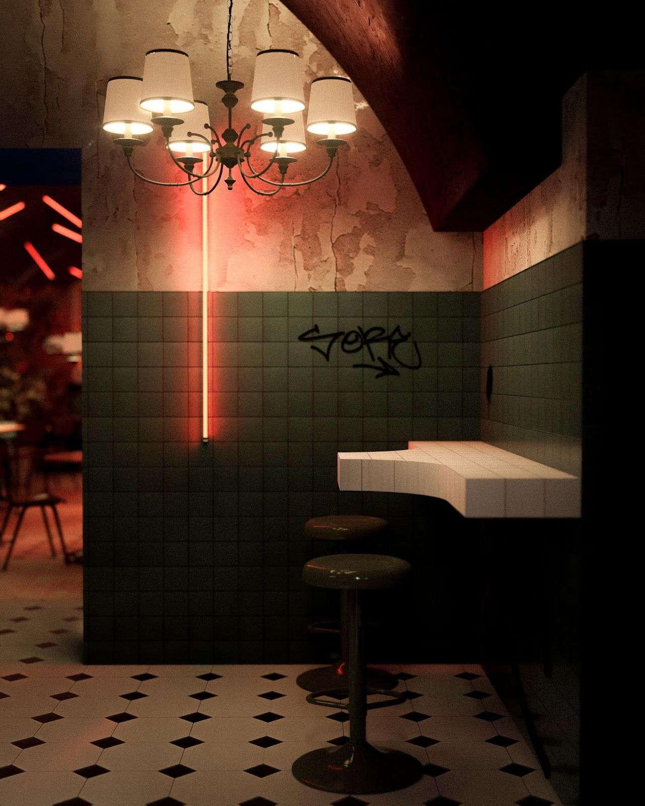 L.A.B. – Burger bar | interiér PORA – 2